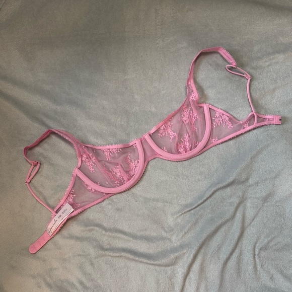 Urban Outfitters Out From Under Amber Firecracker Pink Lace Sheer Bra - Picture 4 of 8